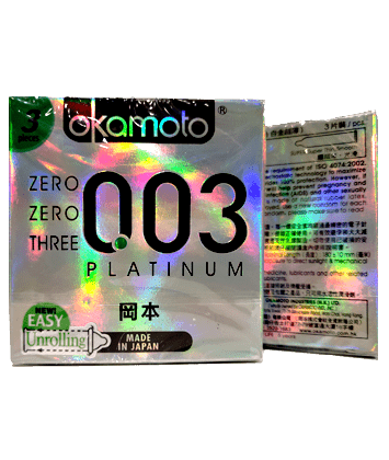 Bao cao su Okamoto 003 Platinum Siêu Mỏng (Hộp 3 cái)